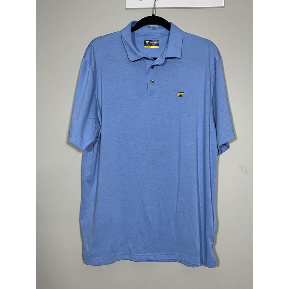 Jack Nicklaus Polo Shirt Men Large Blue Excellent Golden Bear Logo Short Sleeve